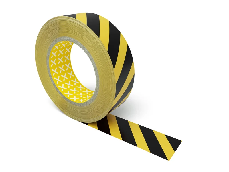 LongLife - Bodenmarkierung Bandware, selbstklebend 75mm, Schwarz/Gelb