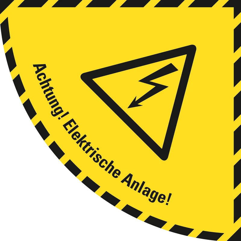 LongLife Schild, Bodenschild, selbstklebend, 1/4 Kreis, "Achtung Elektrische Anlage"