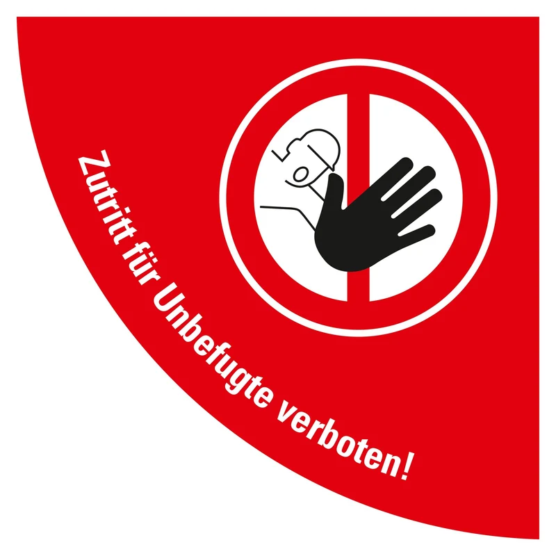 LongLife Schild, Bodenschild, selbstklebend, 1/4 Kreis, "Zutritt verboten"