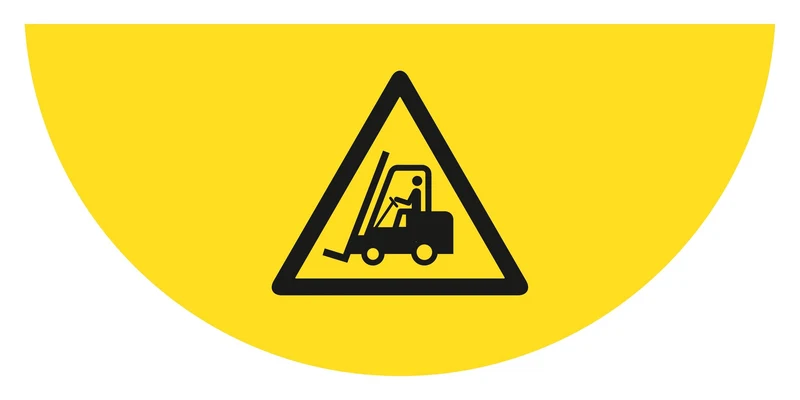 LongLife Schild, Bodenschild, selbstklebend, 1/2 Kreis, "Warnung vor Stapler"