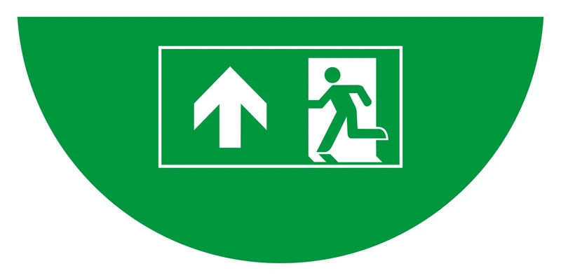 LongLife Schild, Bodenschild, selbstklebend, 1/2 Kreis, "Rettungsweg"