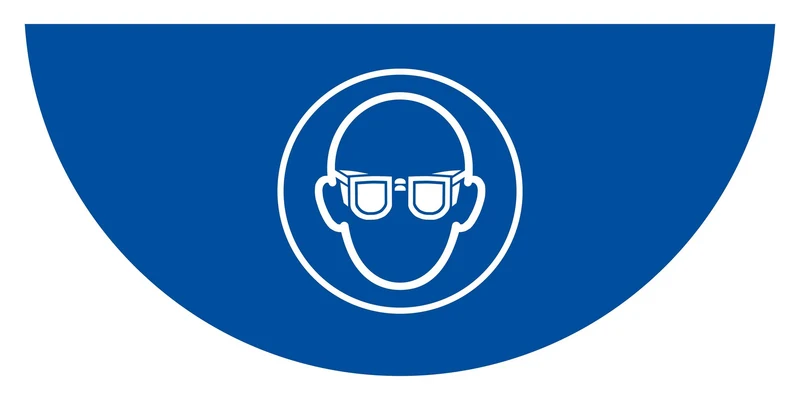 LongLife Schild, Bodenschild, selbstklebend, 1/2 Kreis, "Augenschutz benutzen"