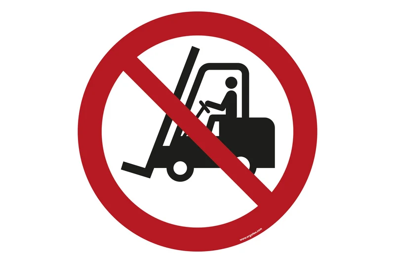 LongLife Schild - Rough Ground, Bodenschild, selbstklebend, 600mm (Ø), "Für Flurförderfahrzeuge verboten"