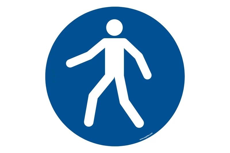 LongLife Schild - Rough Ground, Bodenschild, selbstklebend, 600mm (Ø), "Für Fußgänger"