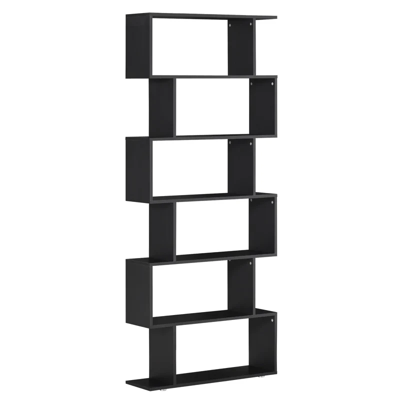 Bücherregal mit 6 Regalen – Holzoptik – 80 x 24 x 191 cm – Spanplatte
