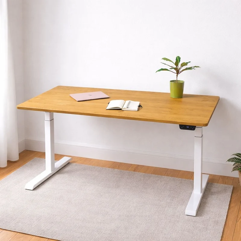 Höhenverstellbarer Schreibtisch - Eiche NaturPro White behandelt
