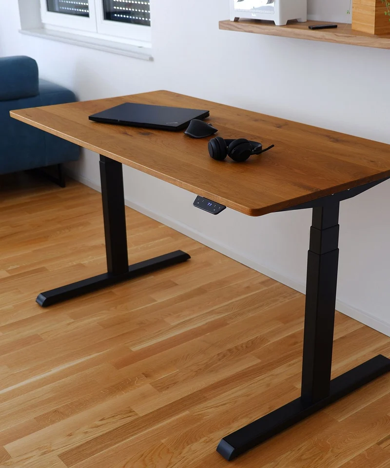 Höhenverstellbarer Schreibtisch - Eiche OldBrown Black behandelt