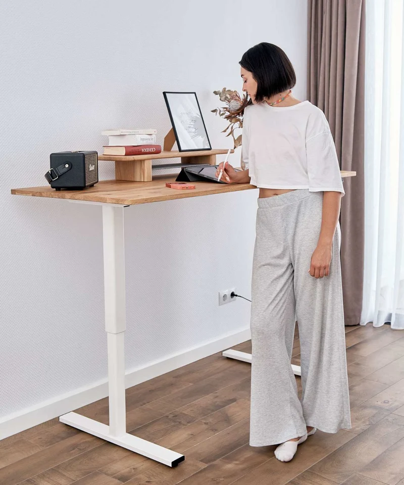 Höhenverstellbarer Schreibtisch - Eiche NaturPro White Seckom F1