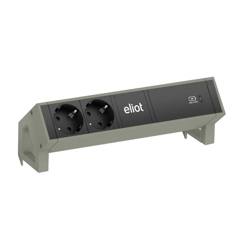 Desk Danish Green Auftischsteckdose mit 60W USB-C