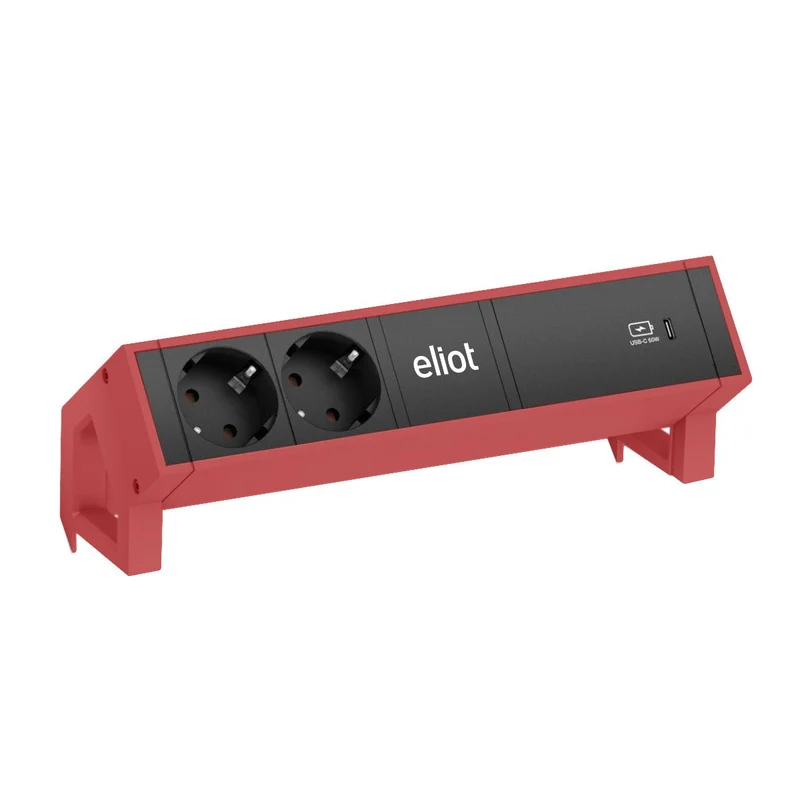 Desk Eliot Red Auftischsteckdose mit 60W USB-C