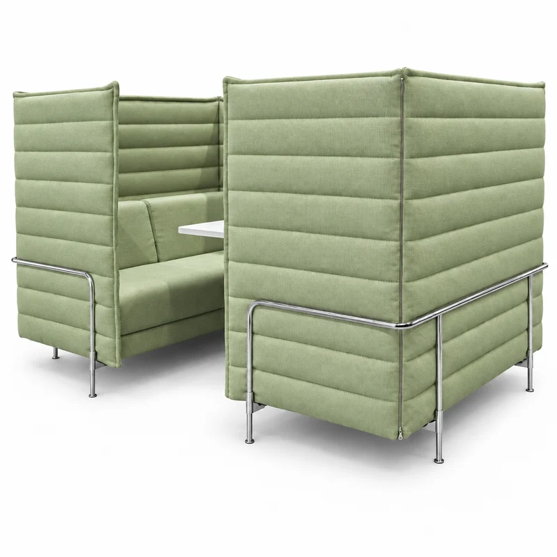 Vitra Alcove Cabin Highback mit Arbeitsplatte grün