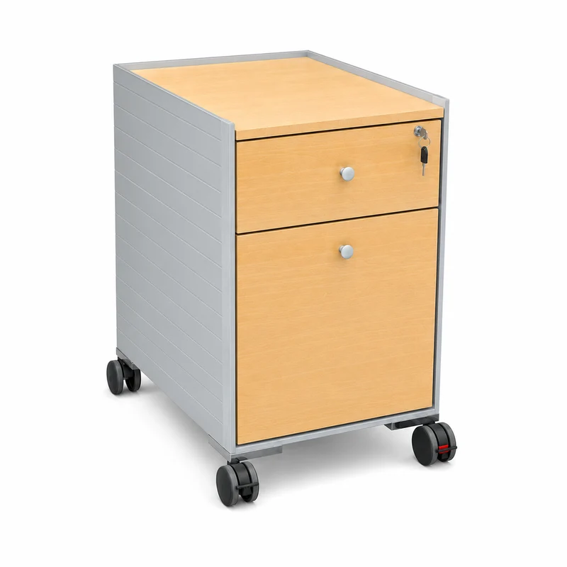 Vitra Spatio Rollcontainer Eiche 2 Schubladen 1x Schloss