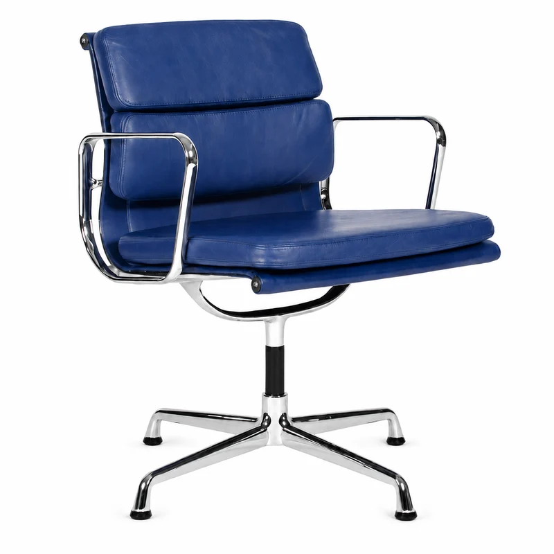 Vitra EA 208 Leder blau Chrom
