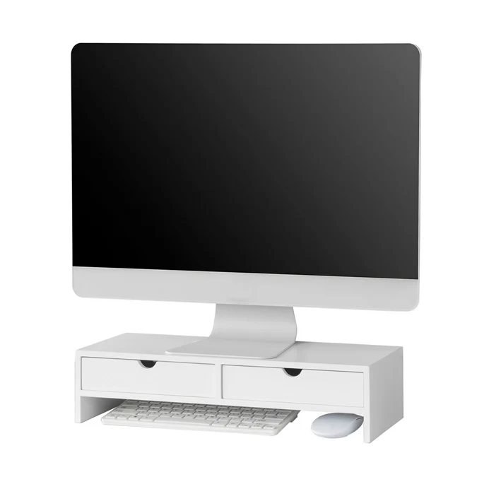 Vorverkauf | SoBuy | Monitorerhöhung | Monitorständer mit Schubladen | Weiß | BBF02-W
