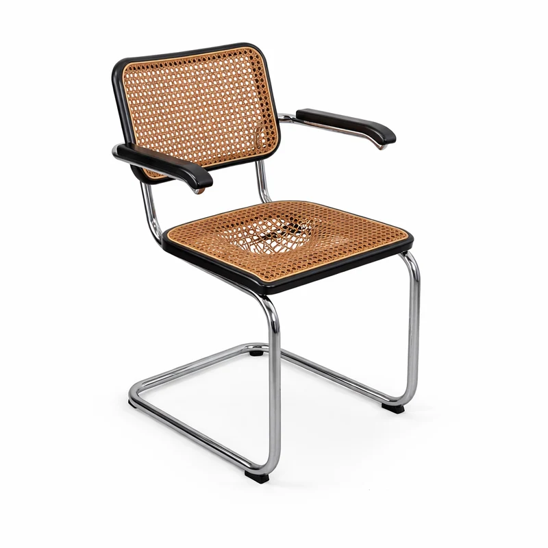 Thonet Freischwinger S64 Korbgeflecht schwarz