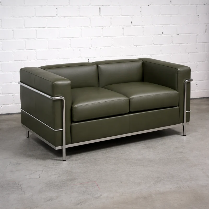 Cassina LC2 2-Sitzer Leder olivgrün