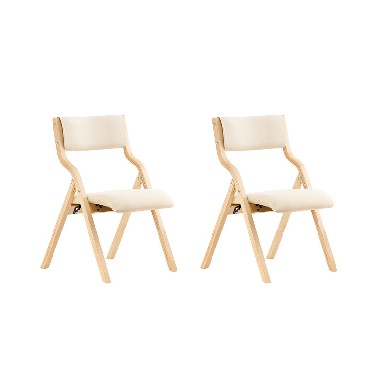 SoBuy | Set mit 2 Klappstühlen aus Holz | Küchenstuh | Schreibtischstuhl Kinder | Weiß | FST40-Wx2