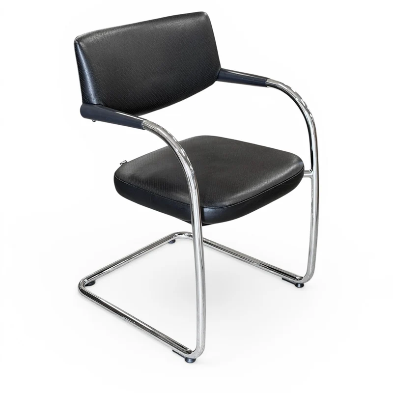 Vitra VisaVis Leder Schwarz / Chrom