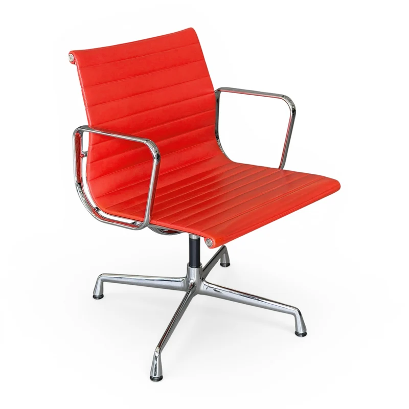 Vitra EA 108 Leder orange Chrom beidseitig