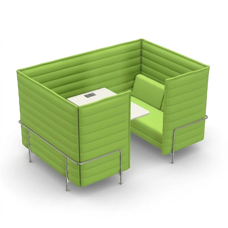 Vitra Alcove Cabin Highback 4-Sitzer mit Arbeitsplatte hellgrün