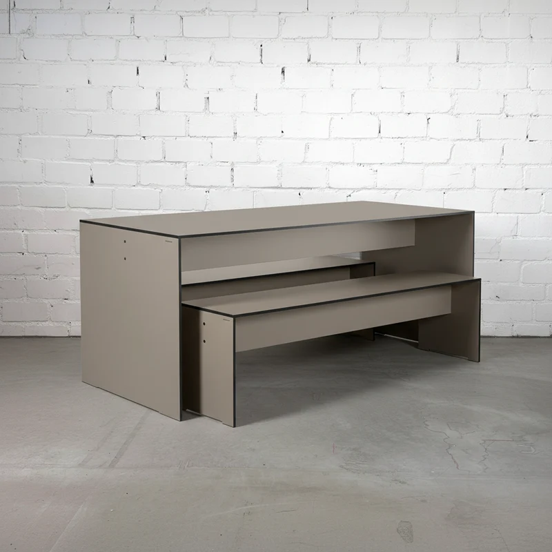 Conmoto Riva Set Rechtecktisch + 2x Bank L HPL taupe