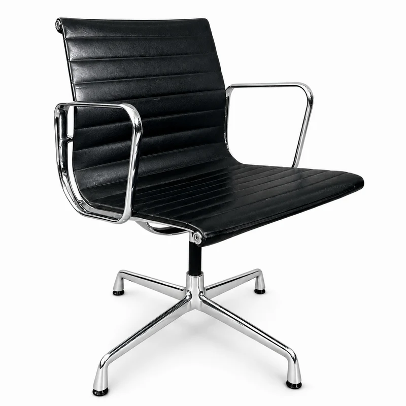 Vitra EA 108 Leder schwarz Chrom