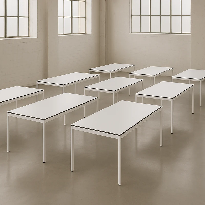 Paket: 9x HPL Schreibtische/Labortische 180x90 weiß