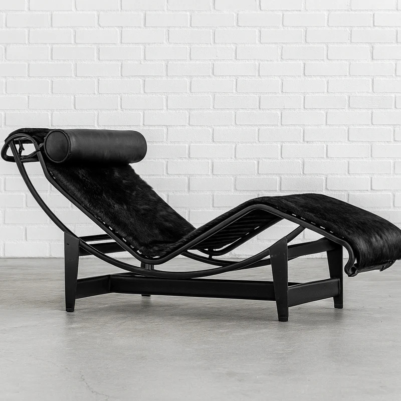 Cassina LC4 Chaiselongue Liege Fell schwarz