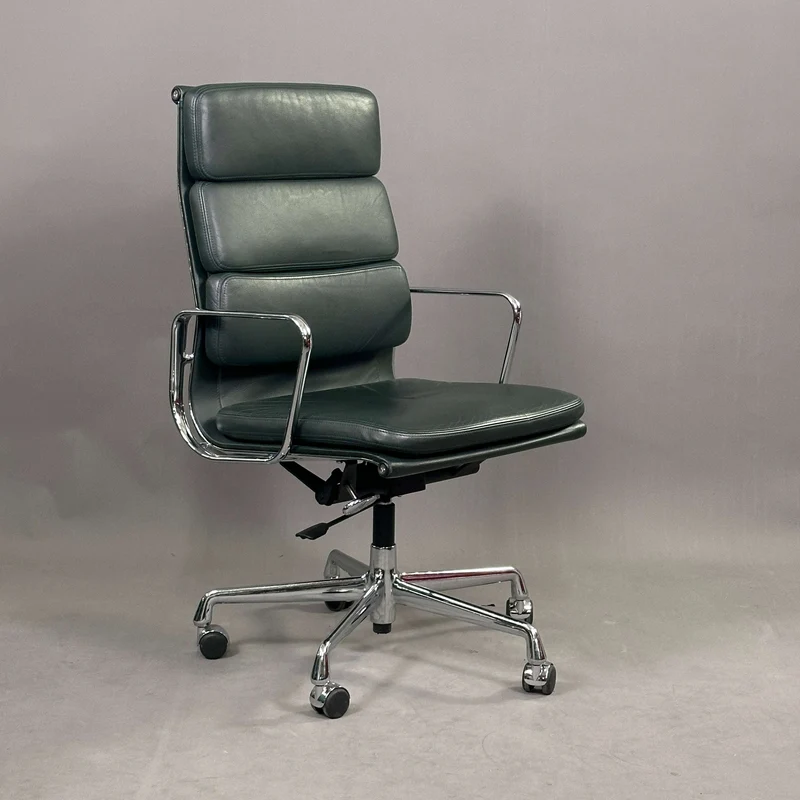 Vitra EA 219 Leder dunkelgrün Chrom