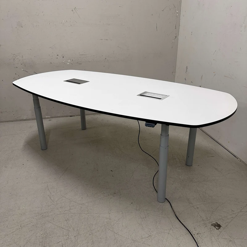 Konferenztisch höhenverstellbar 240 x 120 cm weiß