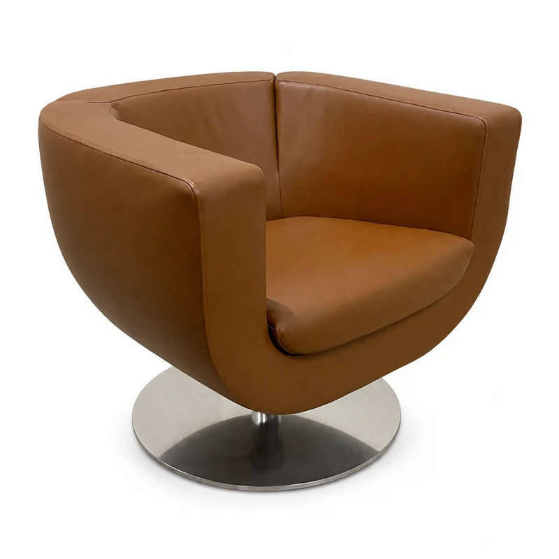 B&B Italia Loungesessel Tulip Cognac / silber