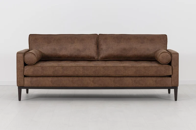 Dreisitzer-Sofa Model 02, Kastanienbraun