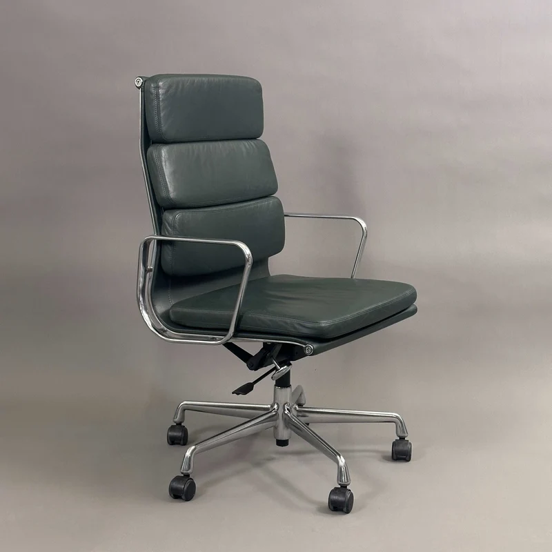 Vitra EA 219 Leder dunkelgrün Alu poliert