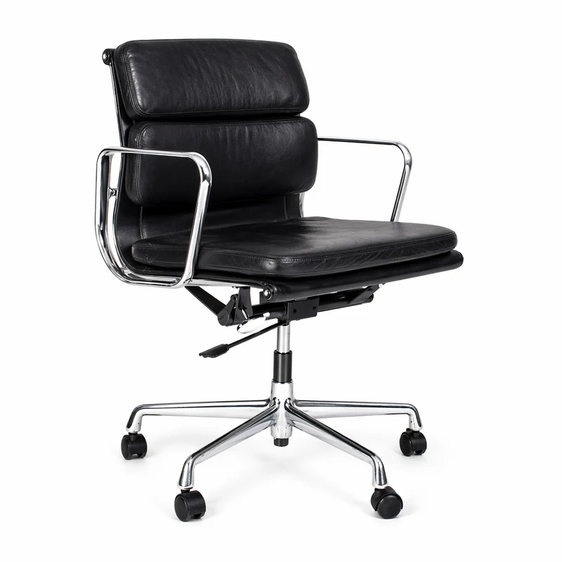 Vitra EA 217 Leder schwarz Alu