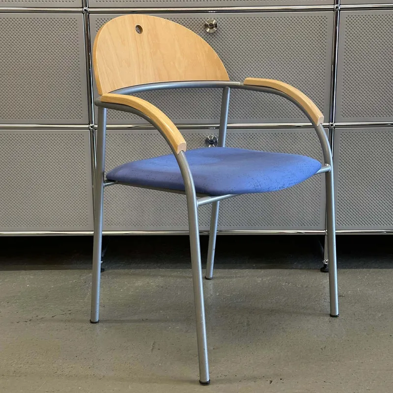 Stapelstuhl Buche/Blau/Silber