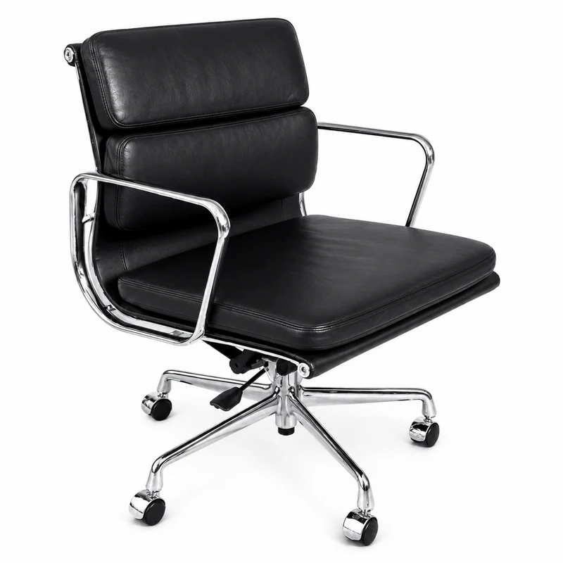 Vitra EA 217 Leder schwarz Chrom