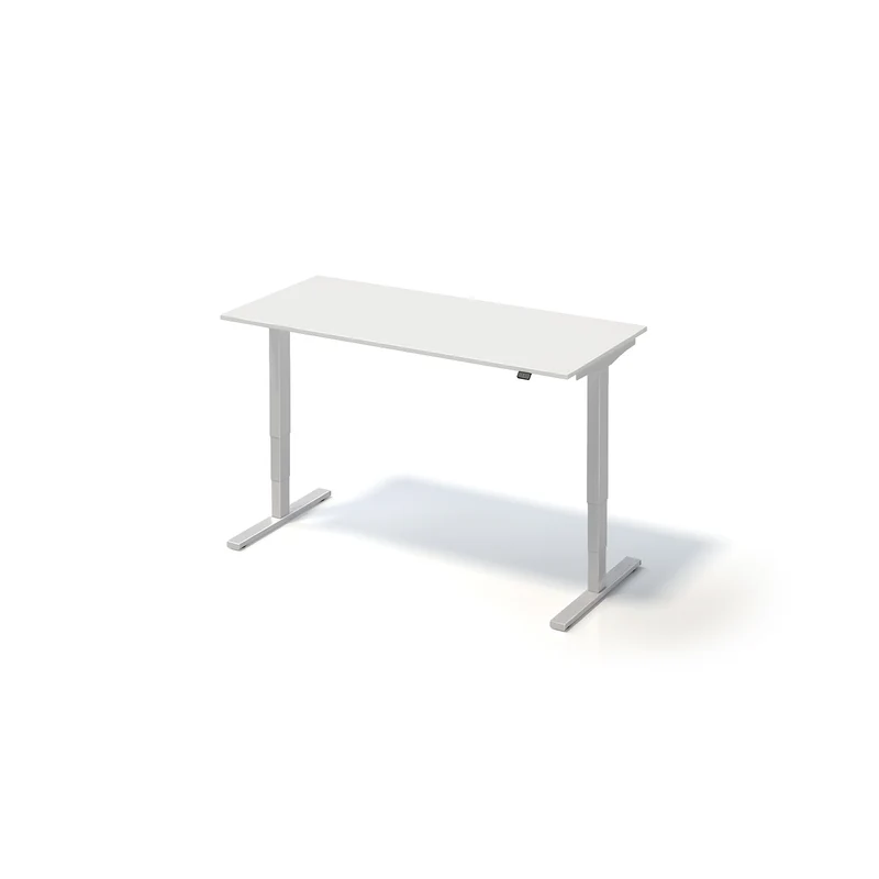 Varia Schreibtisch Single | B 1200 | Gestell Silber | Platte Weiß