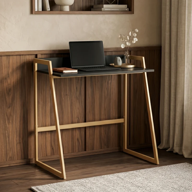 Schreibtisch Kuomi 84x73x47 cm Beige/Dunkelgrau [en.casa]