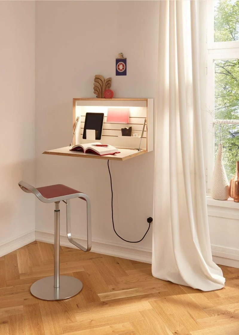 Homeoffice Wandsekretär Easy mit integriertem Licht