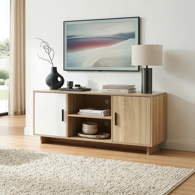 Fernsehschrank Kenta 120x39x52 cm Sonoma-Eicheoptik/Weiß [en.casa]