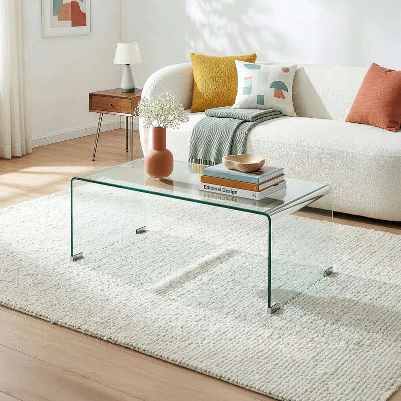 Couchtisch Väsas 90x45x35 cm gehärtetes Glas [en.casa]