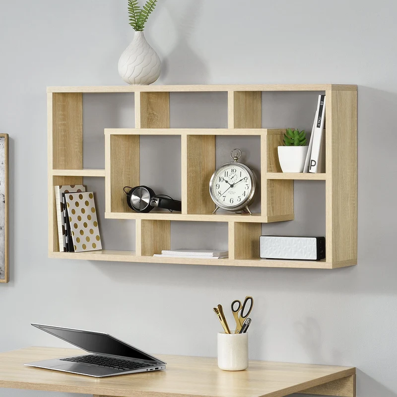Wandregal Saputit 85 x 47,5 x 16 cm Hängeregal in Eichen-Optik en.casa