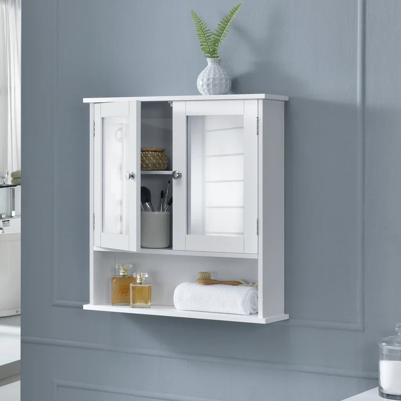 Badezimmerschrank Locust 58x56x13 cm Weiß [en.casa]