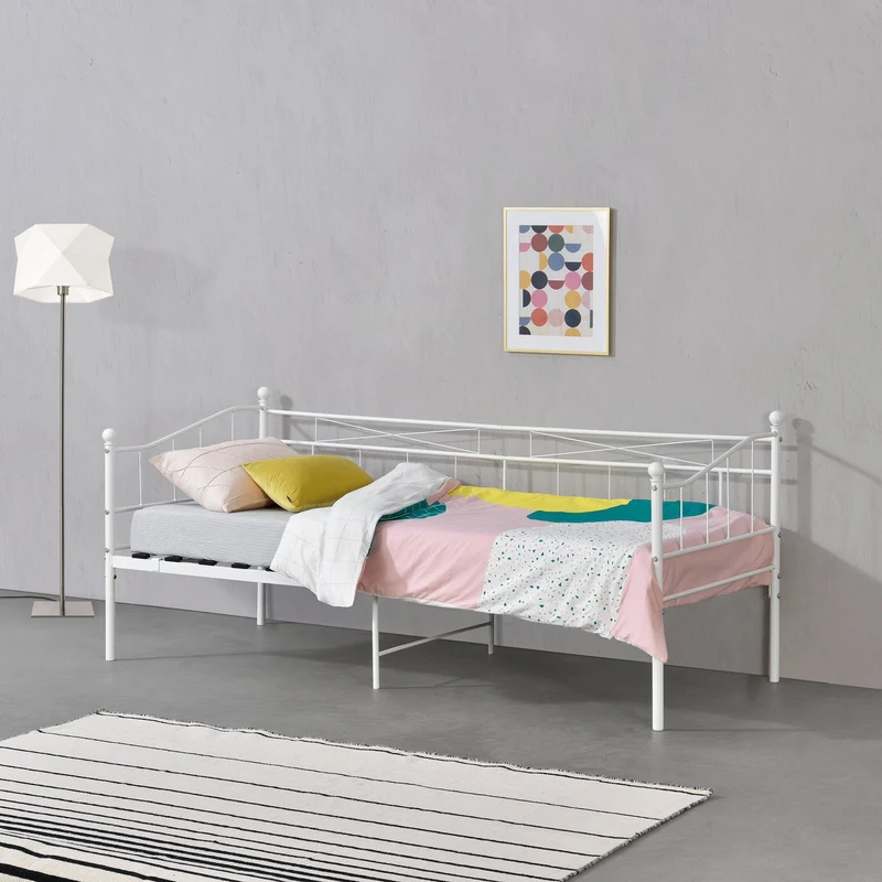 Metallbett Arjeplog 90x200 cm bis 150 kg versch. Farben en.casa