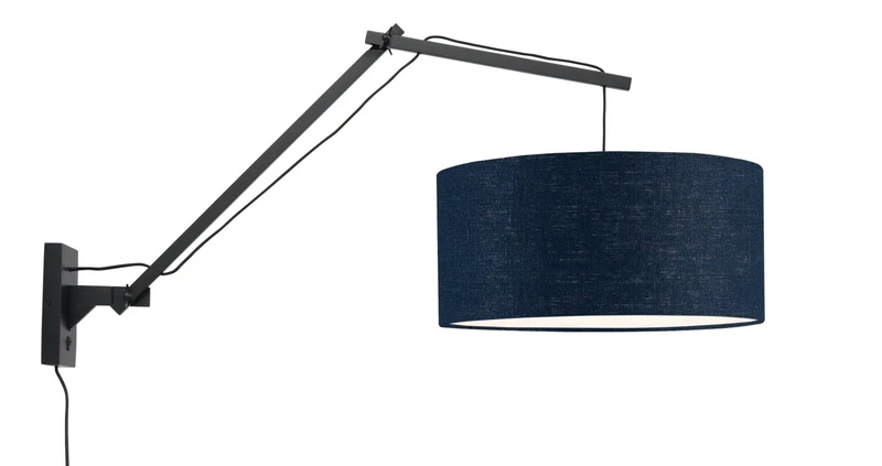 Wandleuchte Andes schwarz/blue denim L