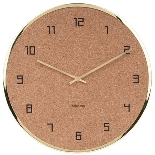Wanduhr Kork Gold