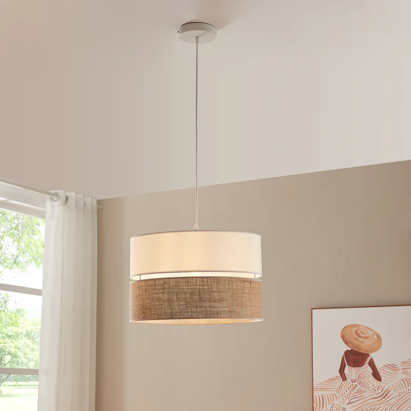 Hängeleuchte Barton Weiß/Leinenoptik [lux.pro]
