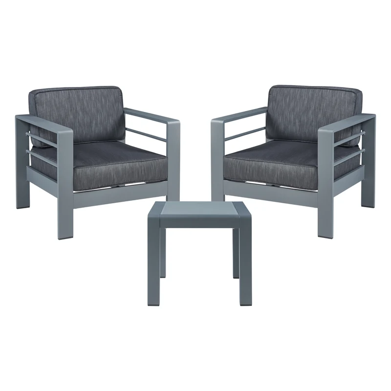 Outdoor-Sesselset mit Tisch Avise 3-tlg. Aluminium [casa.pro]