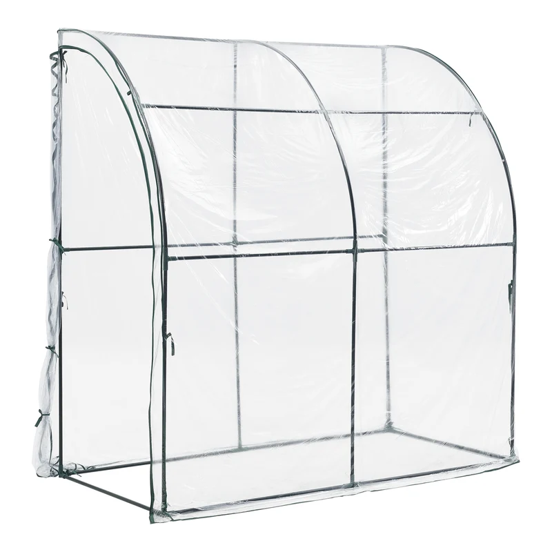 Wand-Gewächshaus Juta 100x200x215cm PVC Folie Transparent [en.casa]