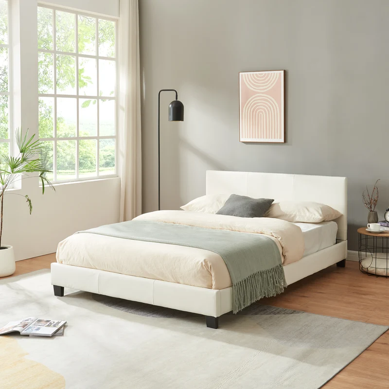 Kunstlederbett Albacete 140x200 cm Weiß Corium